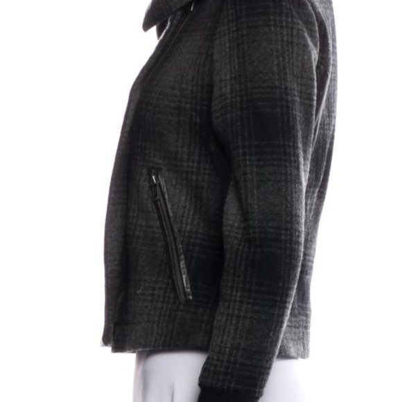 A.L.C. ALC Black and Gray wool/cashmere/silk blend biker jacket Size 2. - Picture 2 of 7